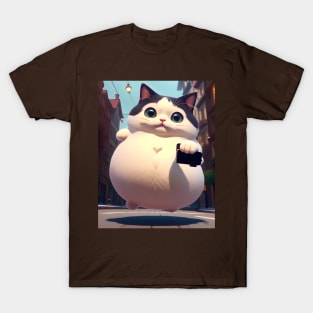 Selfie Fat cat - Modern digital art T-Shirt